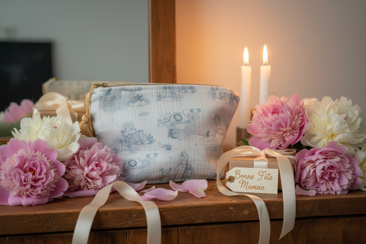 La trousse de toilette Toile de Jouy Bleue ou Rose
